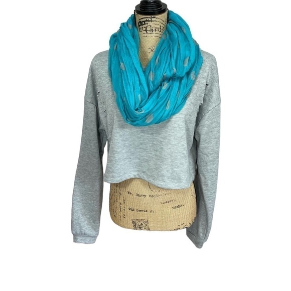 Boutique Distressed Crop Grey Sexy Sweatshirt - Picture 4 of 11